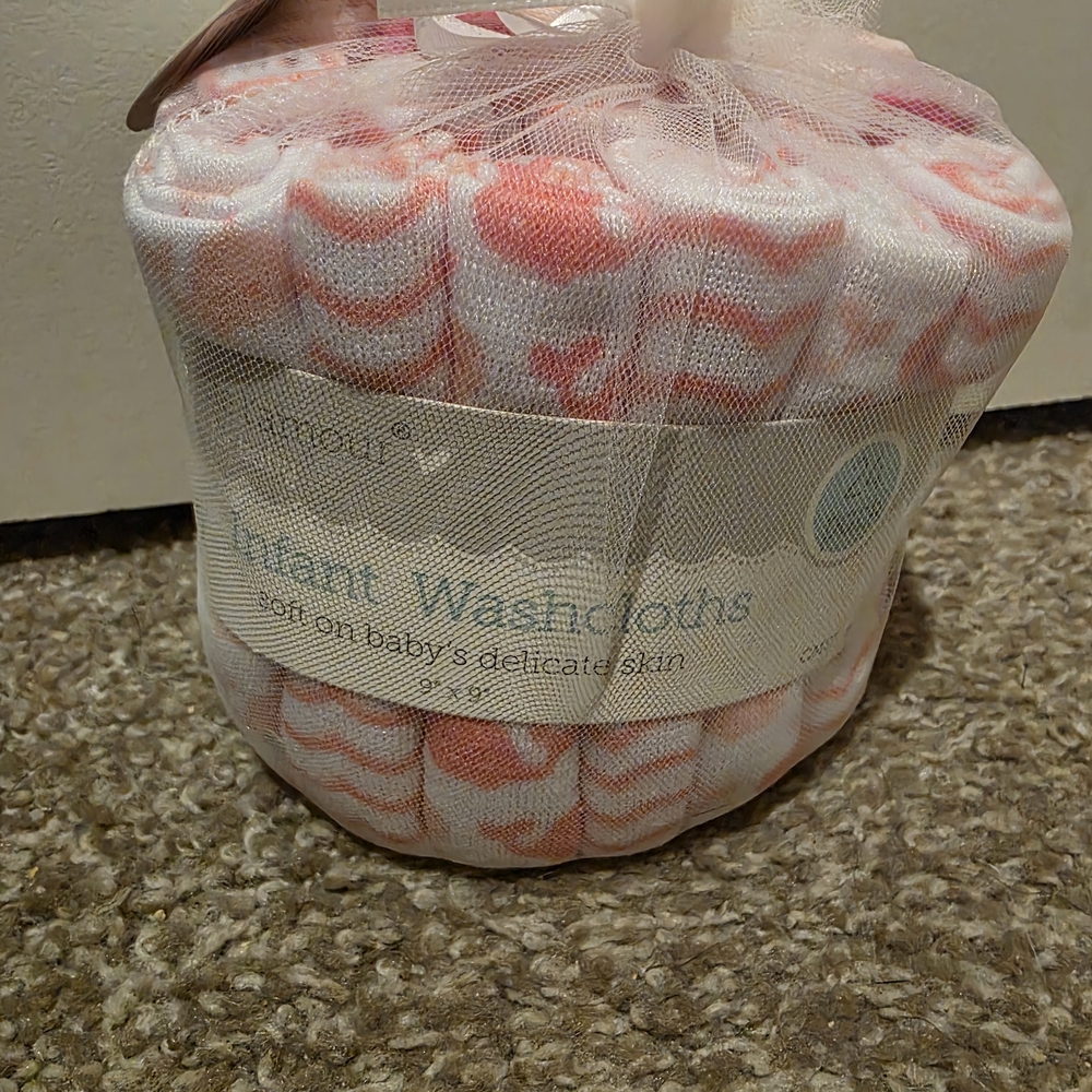 Baby Washcloths Set - Pink and White